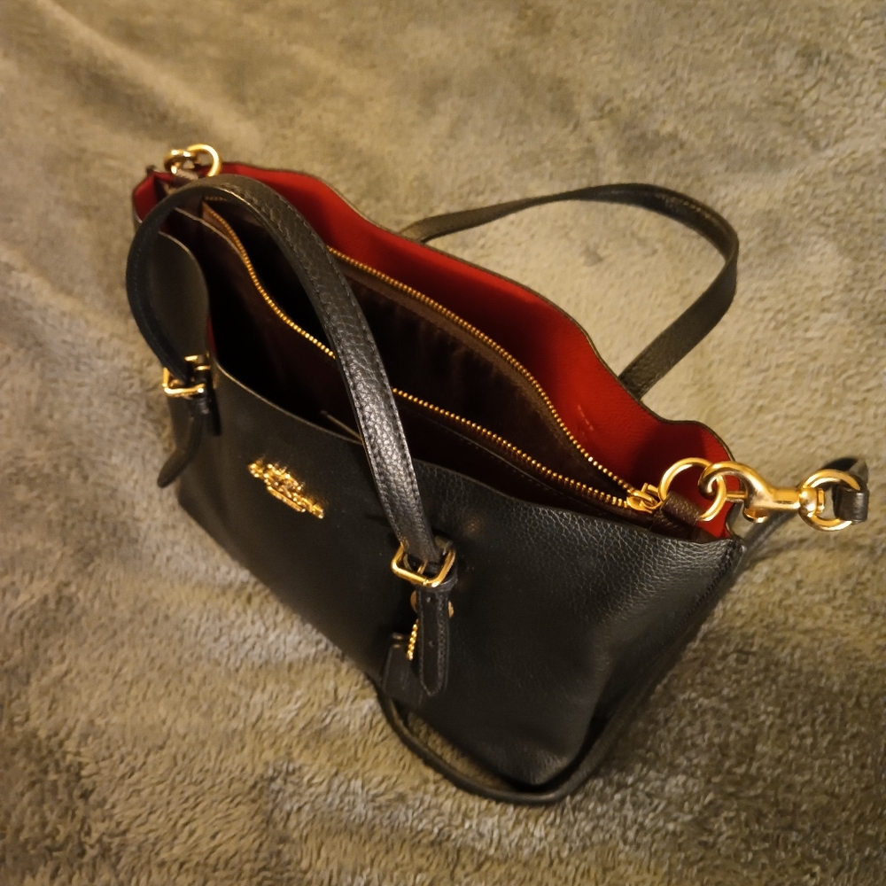 Coach Black Leather Mollie 25 Tote - Picture 3 of 14